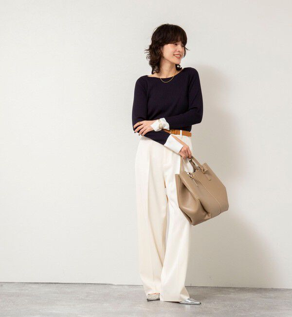 NOLLEY'S sophi「《手洗い可能》ウール混ワイドリブ袖口配色プルオーバー」|ニット・セーター|
