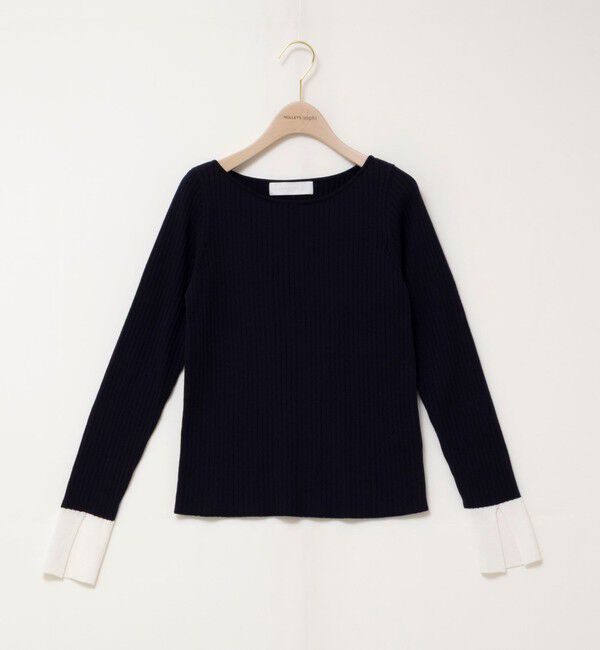 NOLLEY'S sophi「《手洗い可能》ウール混ワイドリブ袖口配色プルオーバー」|ニット・セーター|