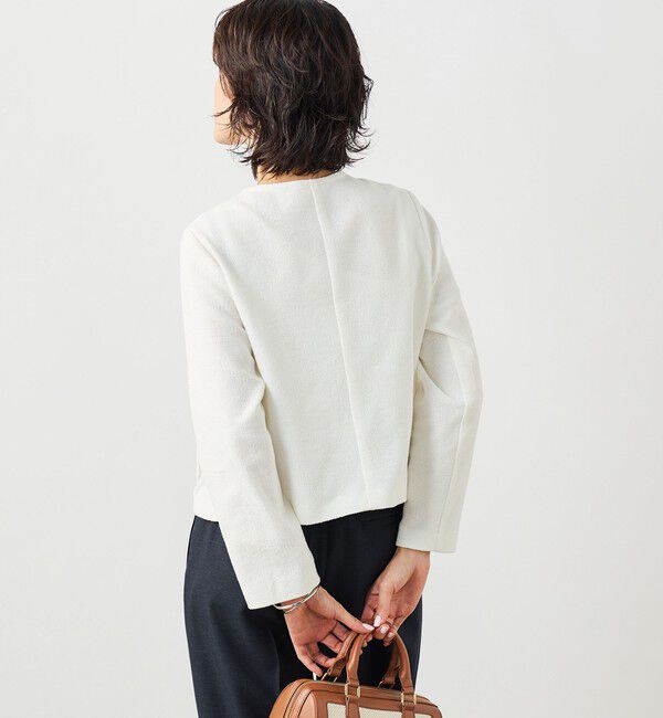 NOLLEY'S sophi「ウォッシャブルラッセルリングカーデジャケット」|ノーカラージャケット|