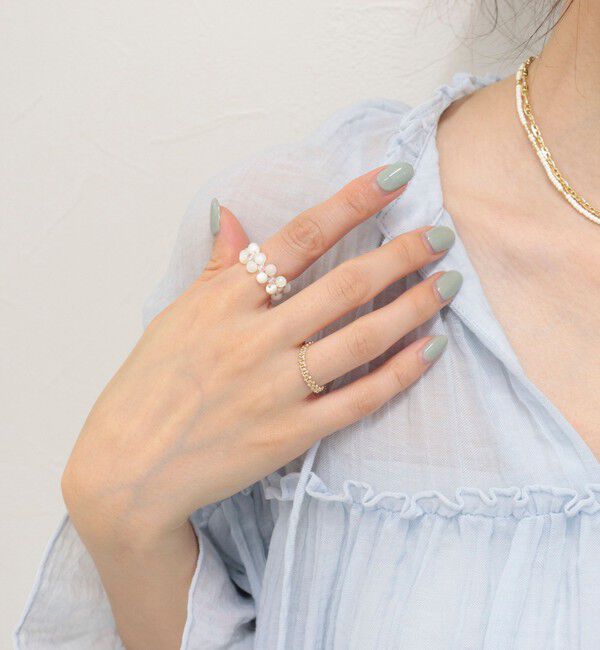 fredy emue「バイカラービーズチェーン2連リング」|リング|