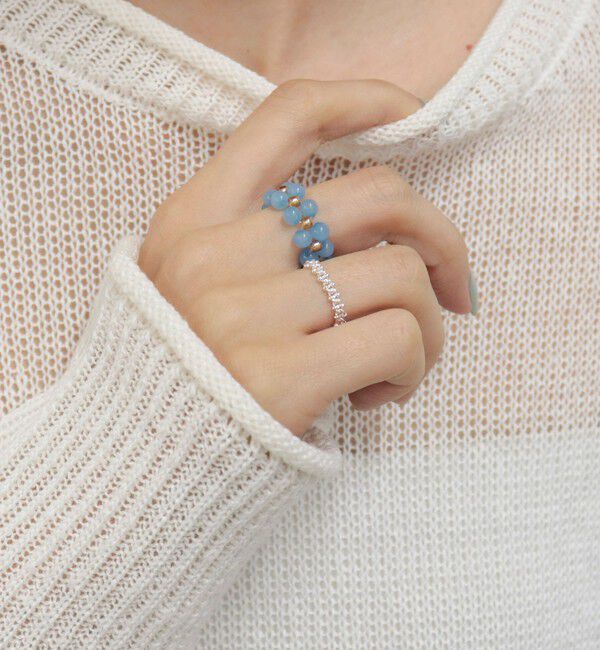 fredy emue「バイカラービーズチェーン2連リング」|リング|ライトブルー