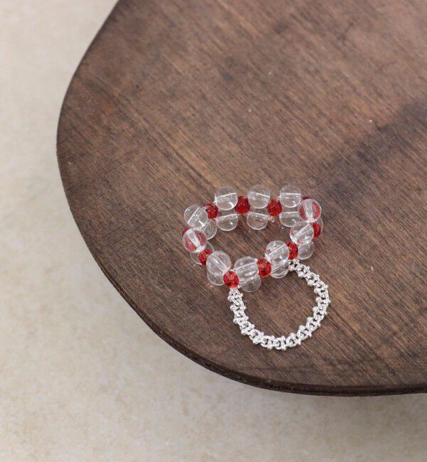 fredy emue「バイカラービーズチェーン2連リング」|リング|レッド