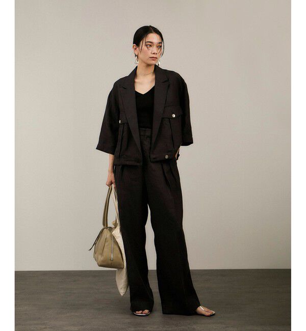 SALON adam et rope'「リネンツイルタックパンツ」|スラックス|