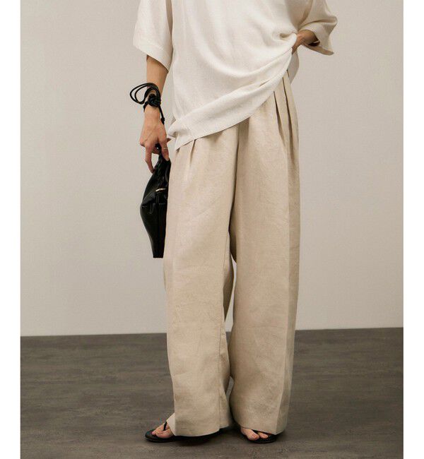 SALON adam et rope'「リネンツイルタックパンツ」|スラックス|