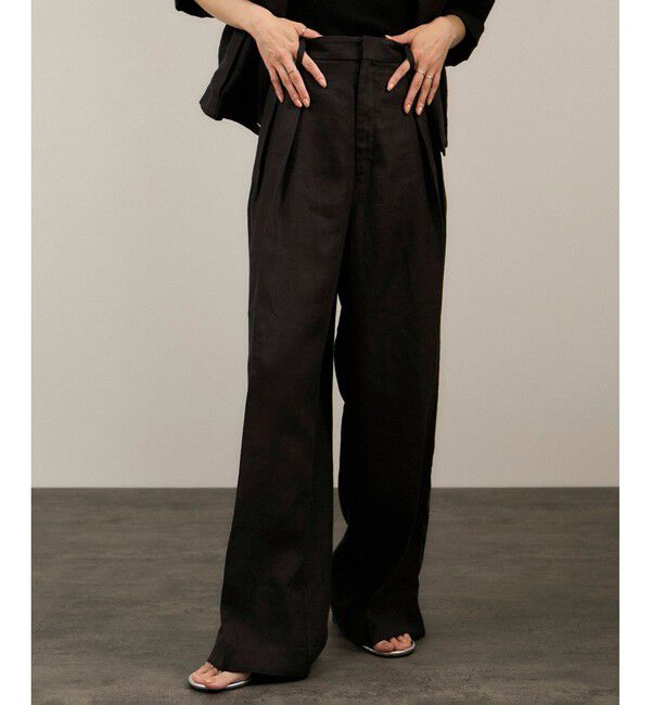 SALON adam et rope'「リネンツイルタックパンツ」|スラックス|