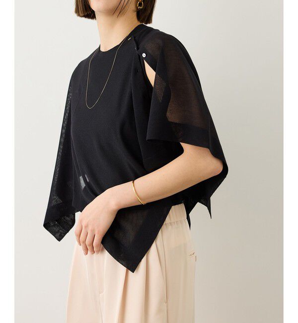 ROPE「LEVITA レイヤードニットプルーオーバー(ケープ&times;タンクトップ)/接触冷感・イージーケア」|Tシャツ・カットソー|