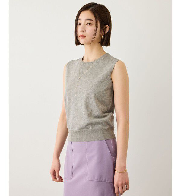 ROPE「LEVITA レイヤードニットプルーオーバー(ケープ&times;タンクトップ)/接触冷感・イージーケア」|Tシャツ・カットソー|