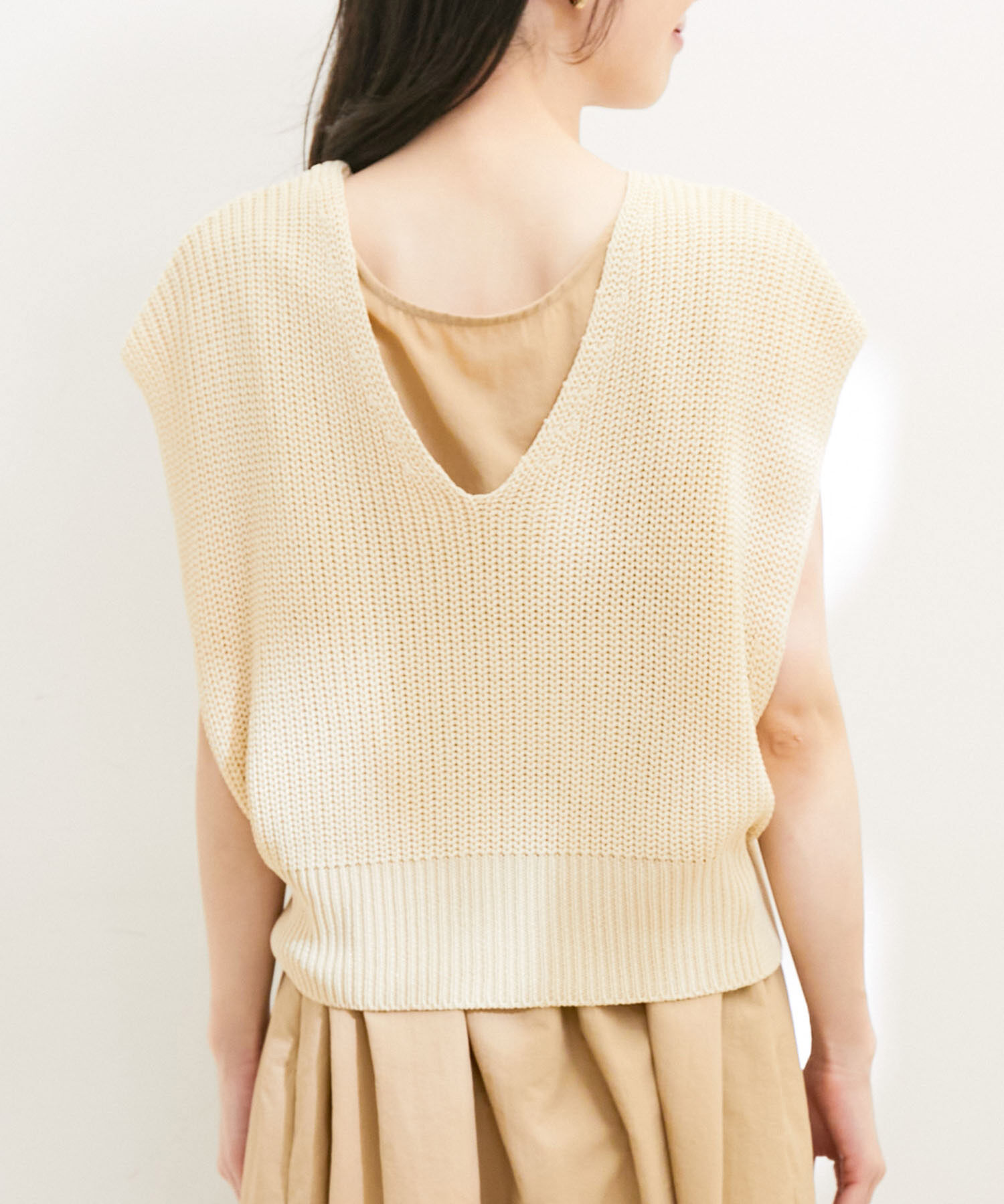 VIS「【選べる着丈・マルチWAY】ニットベスト付きワンピース【洗える】」|ワンピース|