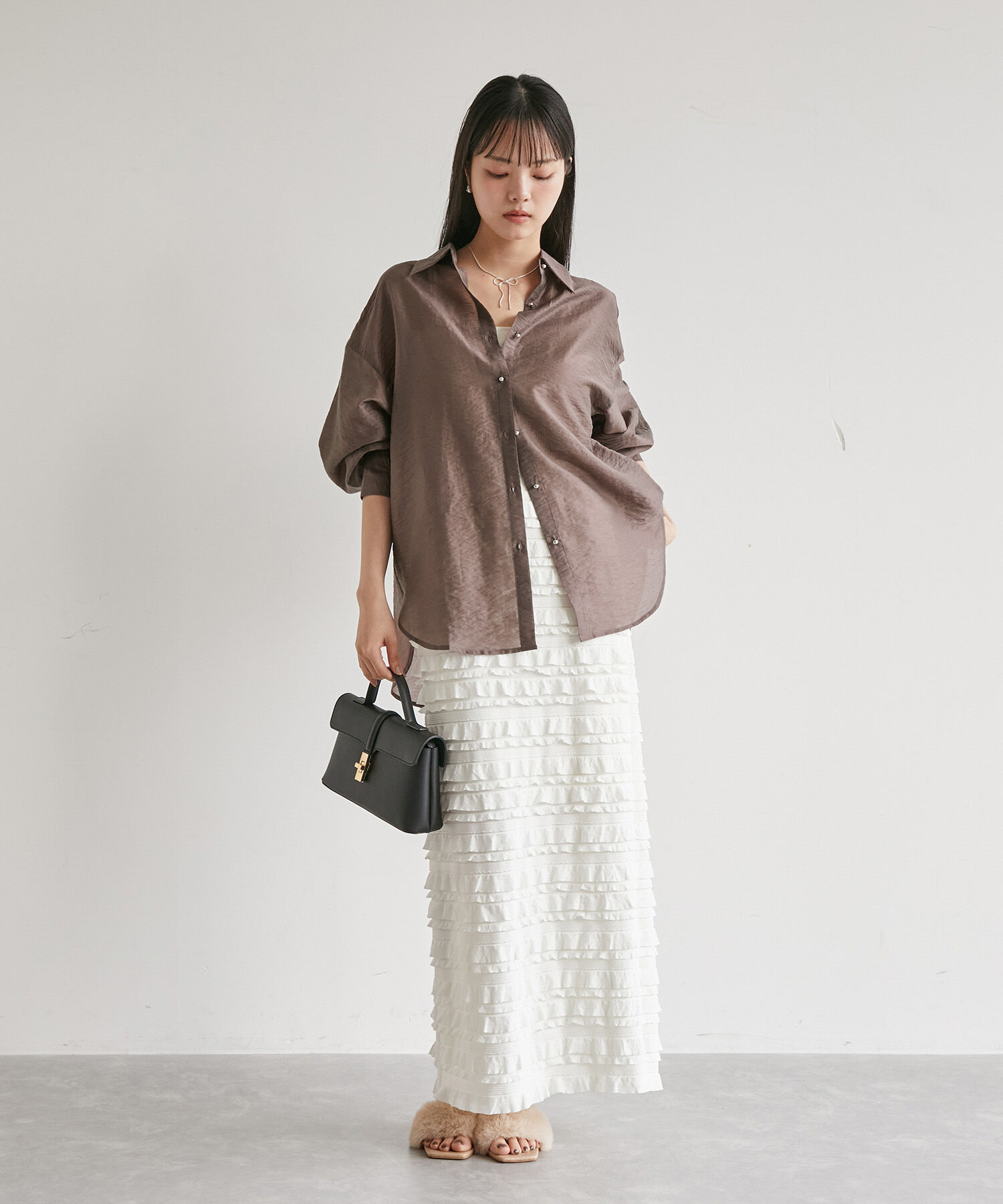 VIS「メタル釦シンプルシアーシャツ」|シャツ・ブラウス|