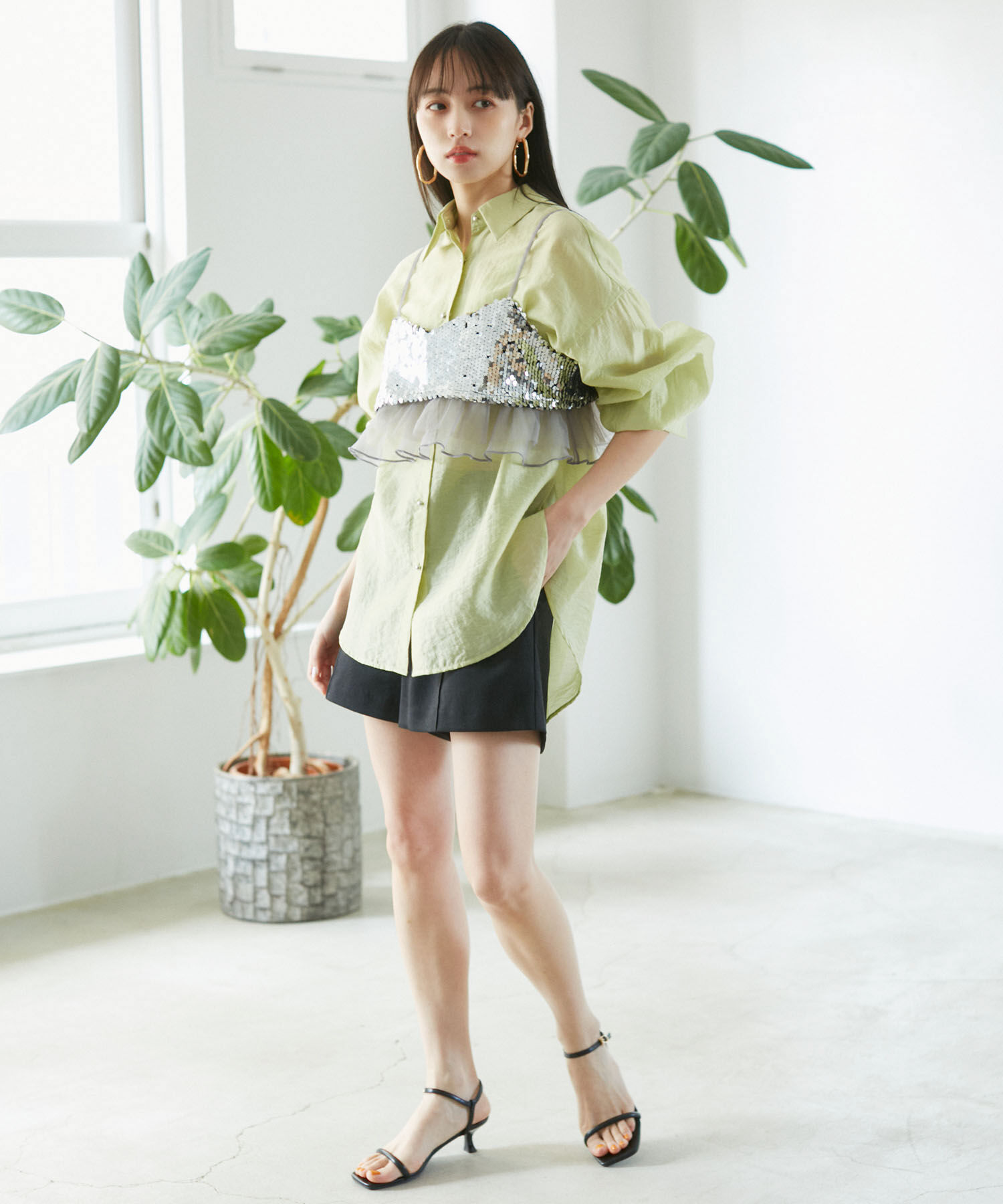 VIS「メタル釦シンプルシアーシャツ」|シャツ・ブラウス|