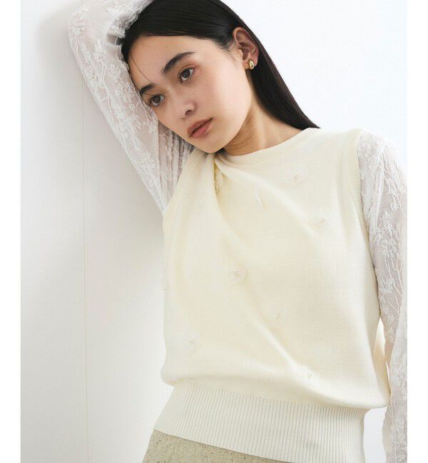 VIS「フラワーモチーフニットベスト」|ベスト・ジレ|