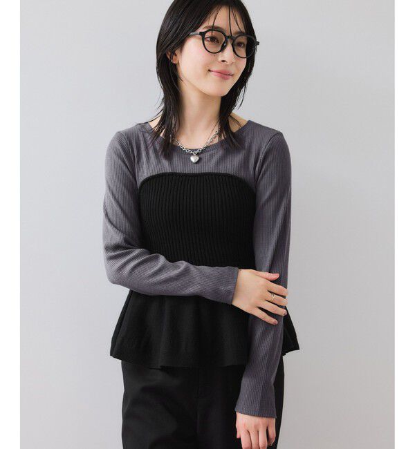 VIS「ペプラムニットドッキングプルオーバー」|ニット・セーター|