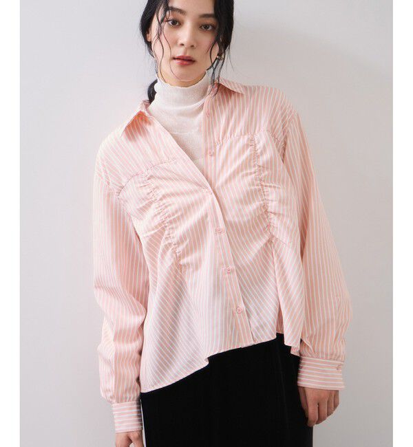 VIS「シャーリングギャザー切替シャツ/イージーケア」|シャツ・ブラウス|