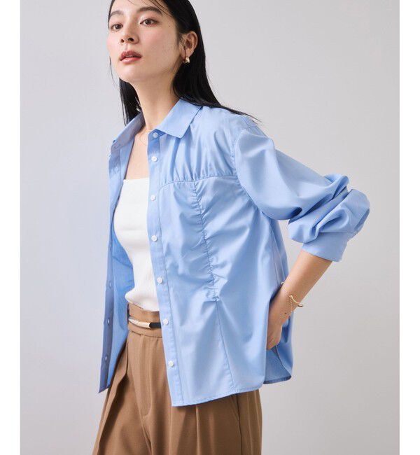 VIS「シャーリングギャザー切替シャツ/イージーケア」|シャツ・ブラウス|