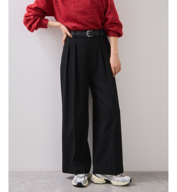 VIS「Hot Beautyツータックワイドパンツ/イージーケア」|チノ|