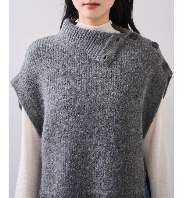 VIS「ボタンデザインポンチョベスト」|ベスト・ジレ|