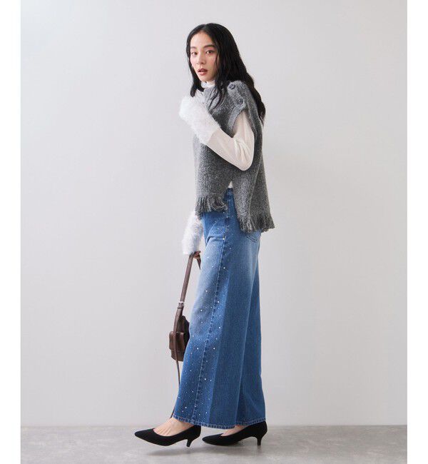 VIS「ボタンデザインポンチョベスト」|ベスト・ジレ|