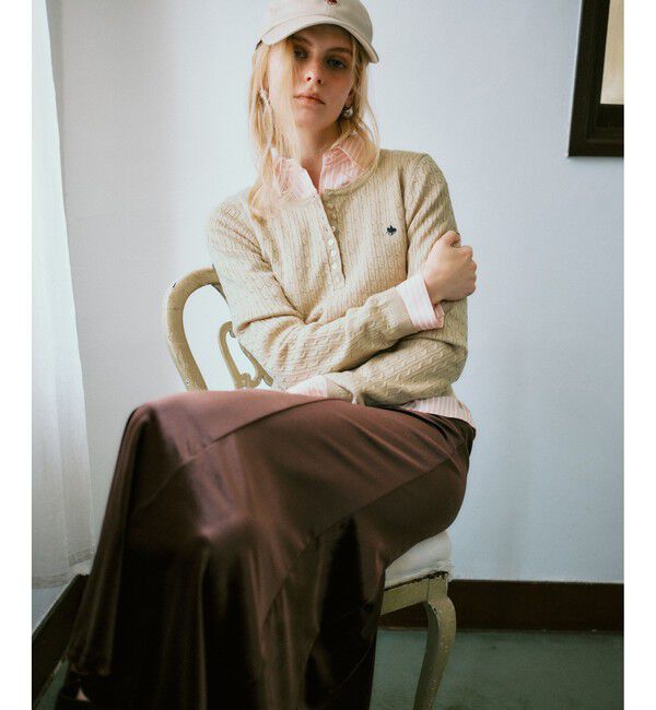 VIS「【POLO BCS】VIS別注ヘンリーネックミニケーブルニットトップス」|ニット・セーター|