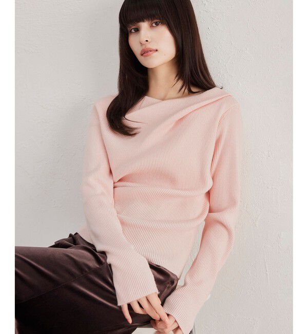 VIS「【美得】ドレープオフショルダーリブニット/イージーケア」|ニット・セーター|