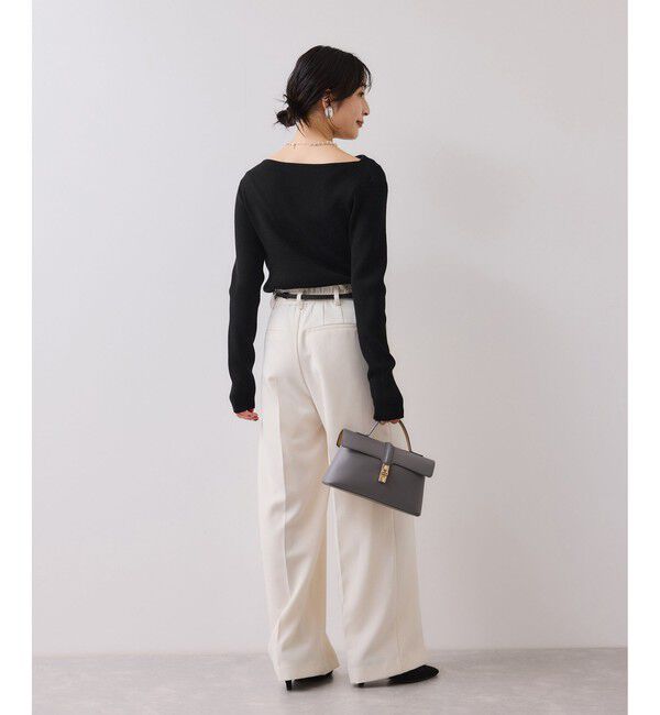 VIS「【美得】ドレープオフショルダーリブニット/イージーケア」|ニット・セーター|