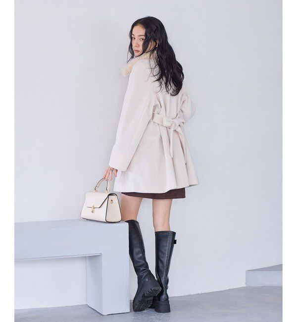 VIS「ファー付きAラインステンコート」|ステンカラーコート|