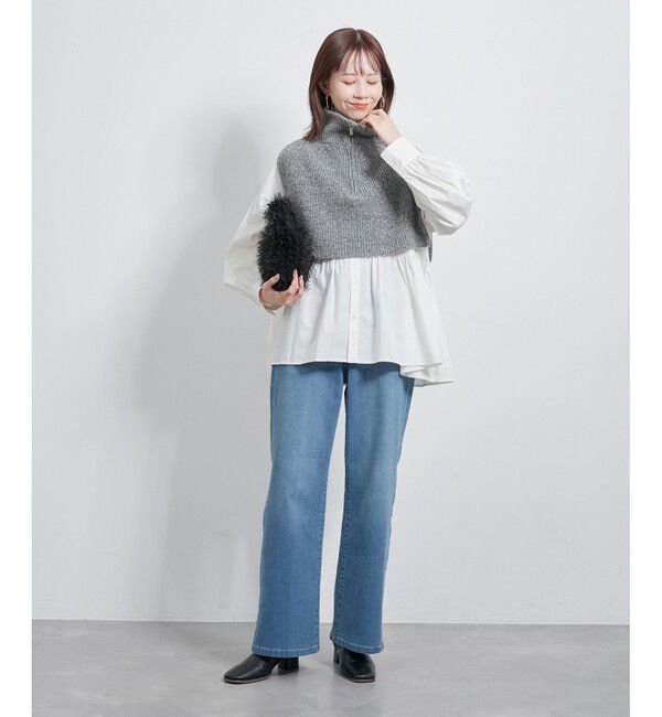 ROPE PICNIC PASSAGE「ラメニットハーフジップベスト」|ベスト・ジレ|