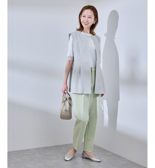 Rope&rsquo;Picnic「【UV対応】【リネンライク・シリーズ】ペプラムジレベスト/通勤・セットアップ対応」|ベスト・ジレ|