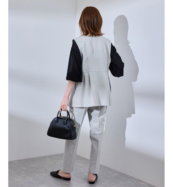 Rope&rsquo;Picnic「【UV対応】【リネンライク・シリーズ】ペプラムジレベスト/通勤・セットアップ対応」|ベスト・ジレ|