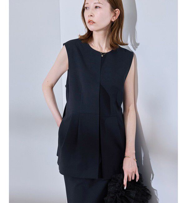 Rope&rsquo;Picnic「【UV対応】【リネンライク・シリーズ】ペプラムジレベスト/通勤・セットアップ対応」|ベスト・ジレ|