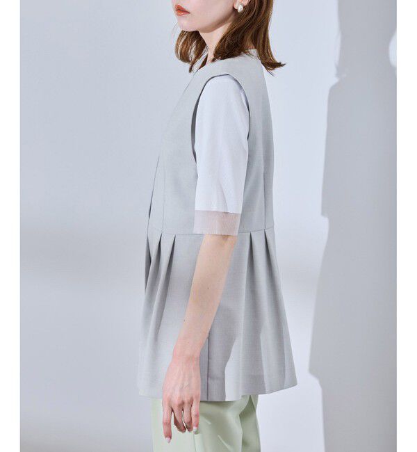 Rope&rsquo;Picnic「【UV対応】【リネンライク・シリーズ】ペプラムジレベスト/通勤・セットアップ対応」|ベスト・ジレ|