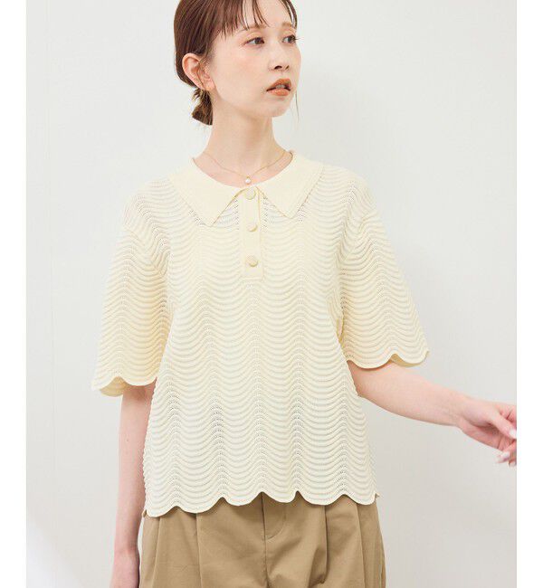 Rope&rsquo;Picnic「リップル風襟付きサマーニットプルオーバー」|ニット・セーター|