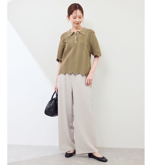 Rope&rsquo;Picnic「リップル風襟付きサマーニットプルオーバー」|ニット・セーター|