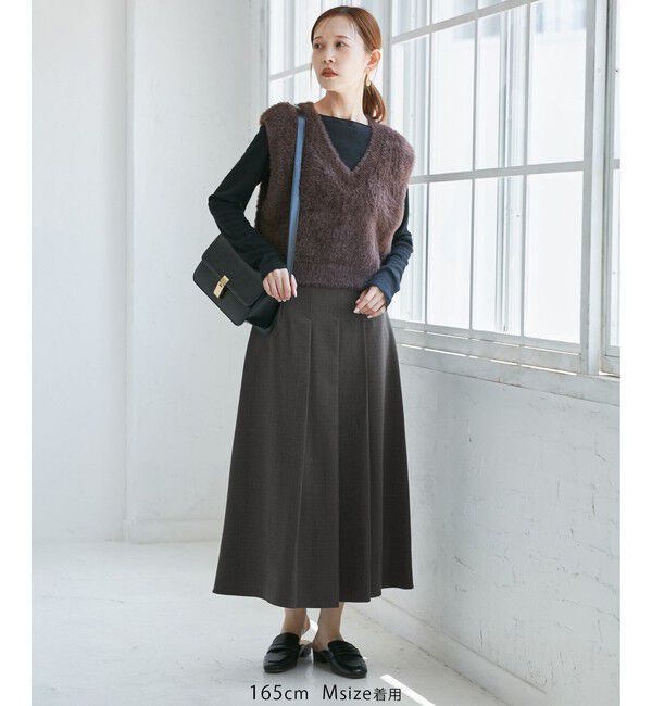 Rope&rsquo;Picnic「レディハンサムシリーズ ウールライクタックキルトスカート/セットアップ対応」|スカート|