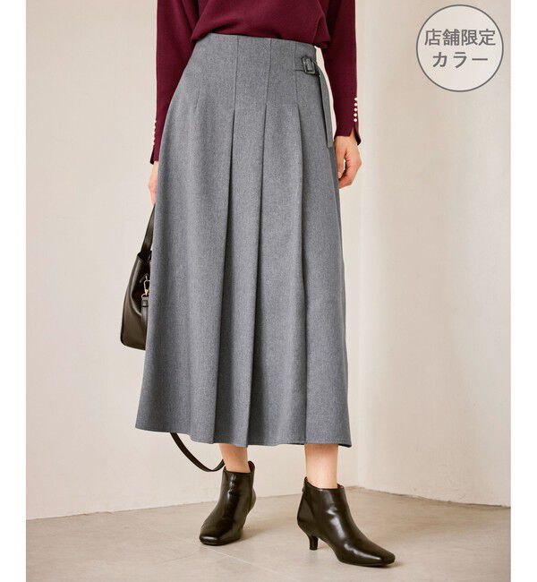 Rope&rsquo;Picnic「レディハンサムシリーズ ウールライクタックキルトスカート/セットアップ対応」|スカート|グレー(07)