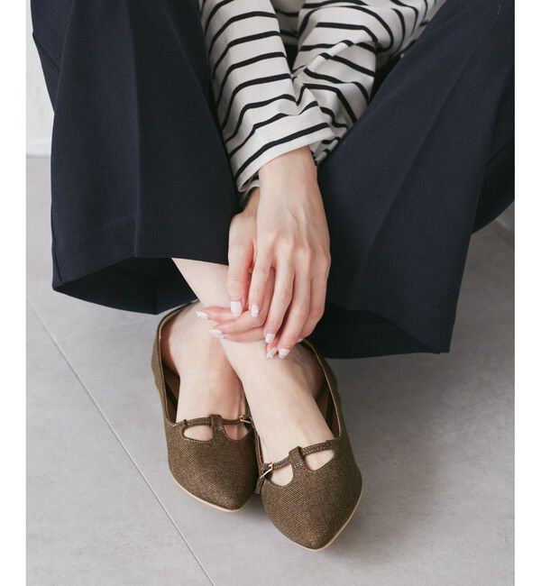 ROPE PICNIC PASSAGE「Tストラップフラットパンプス」|パンプス|ブラウン(20)