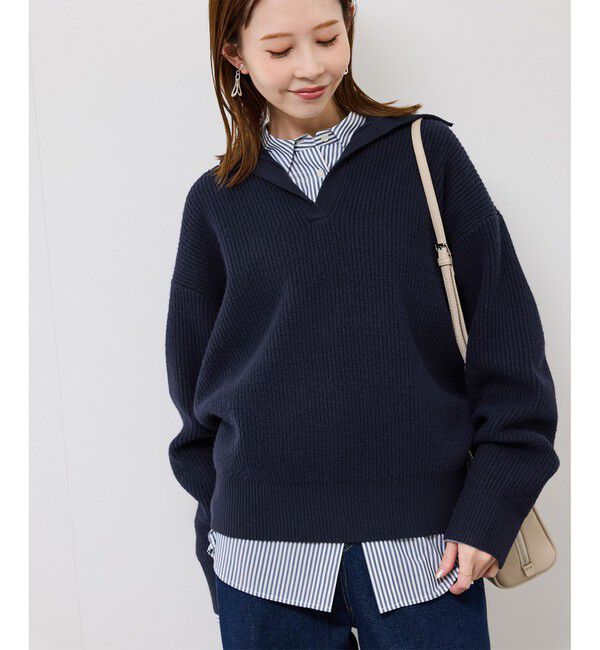 Rope&rsquo;Picnic「スキッパーポロニットプルオーバー/イージーケア」|ニット・セーター|