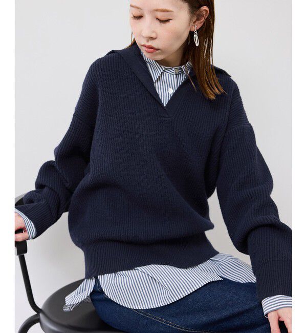 Rope&rsquo;Picnic「スキッパーポロニットプルオーバー/イージーケア」|ニット・セーター|