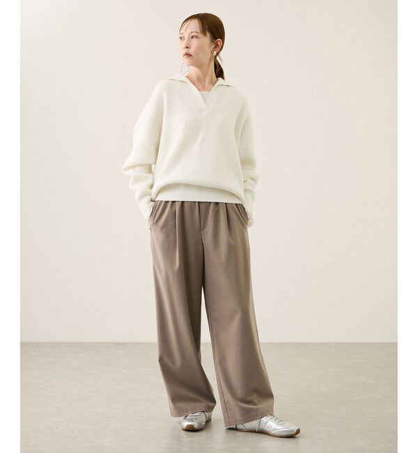 Rope&rsquo;Picnic「スキッパーポロニットプルオーバー/イージーケア」|ニット・セーター|