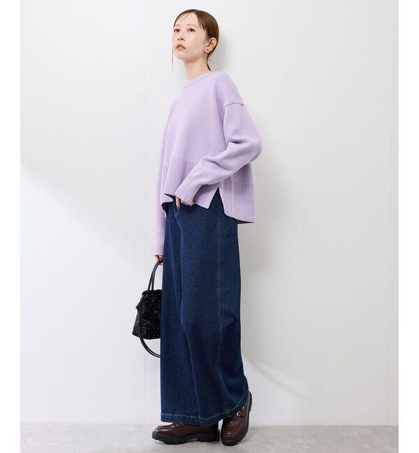 Rope&rsquo;Picnic「【新色追加】着丈が選べるクルーネックサイドスリットニットプルオーバー/イージーケア」|ニット・セーター|