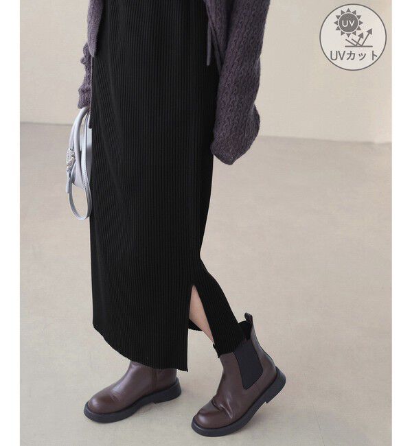 Rope&rsquo;Picnic「トタンテレコ Iラインリブニットスカート」|スカート|ブラック(01)
