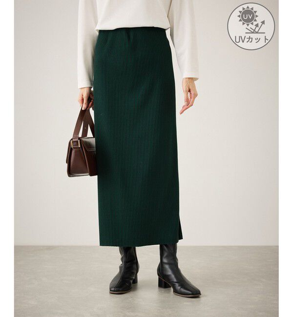Rope&rsquo;Picnic「トタンテレコ Iラインリブニットスカート」|スカート|ダークグリン(31)