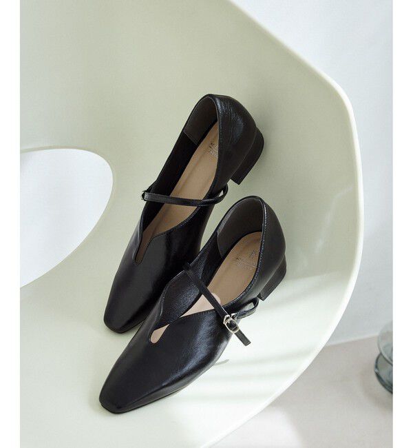 ROPE PICNIC PASSAGE「スクエアトゥローヒールストラップシューズ」|パンプス|ブラック(01)