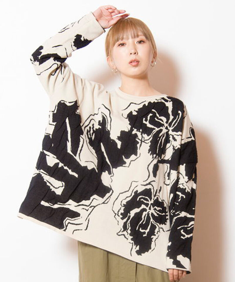  「ジャガードニットプルオーバー」|ニット・セーター|IVORY