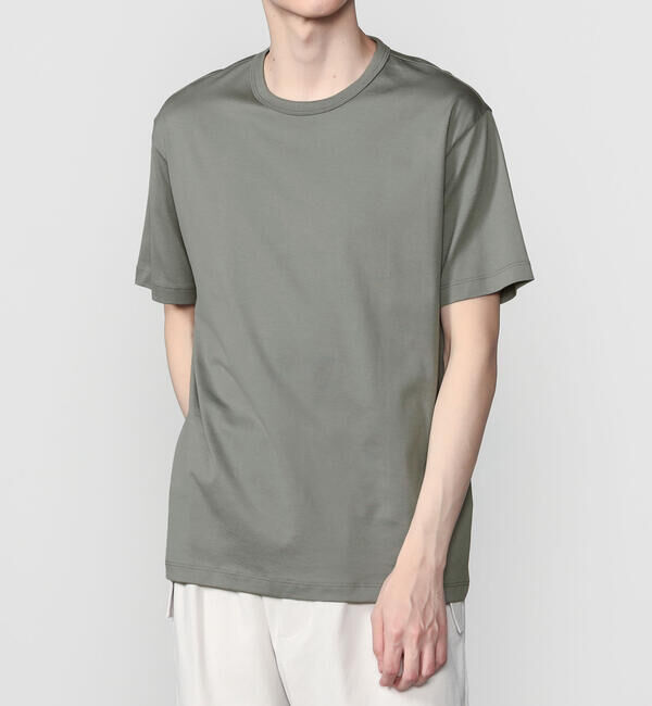 handvaerk「handvaerk | 60/2 クルーネック半袖Tシャツ SOLID MEN」|Tシャツ・カットソー|GREY系1