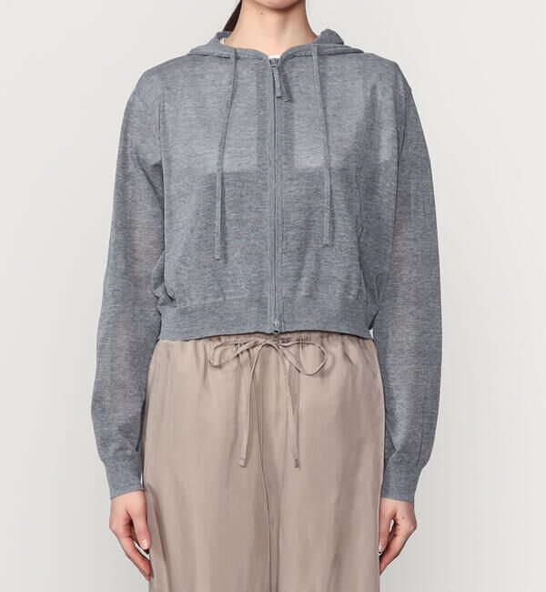 LE GLAZIK「LE GLAZIK | シアーニット ジップパーカー WOMEN」|ニット・セーター|