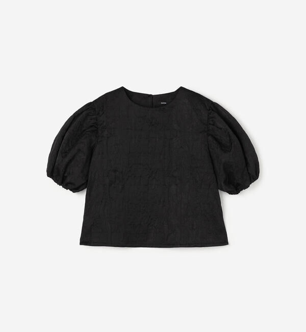  「eunoia | ジャガード パフスリーブブラウス WOMEN」|シャツ・ブラウス|BLACK