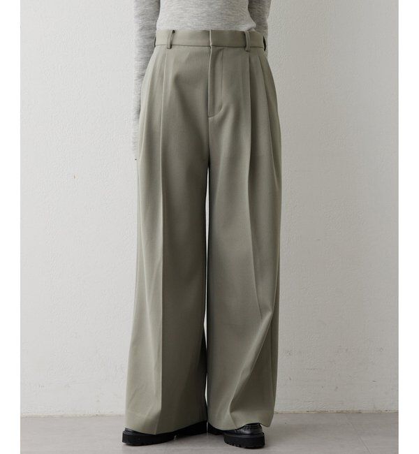  「ワイドタックパンツ」|チノ|グレージュ