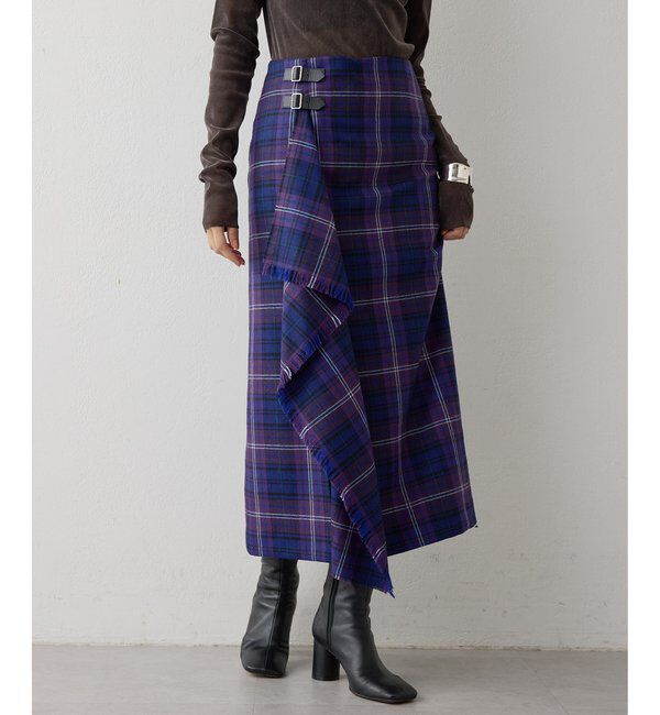  「チェックフリンジスカート」|スカート|