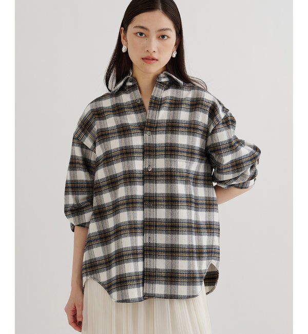  「ピケチェックシャツ」|シャツ・ブラウス|オフホワイト