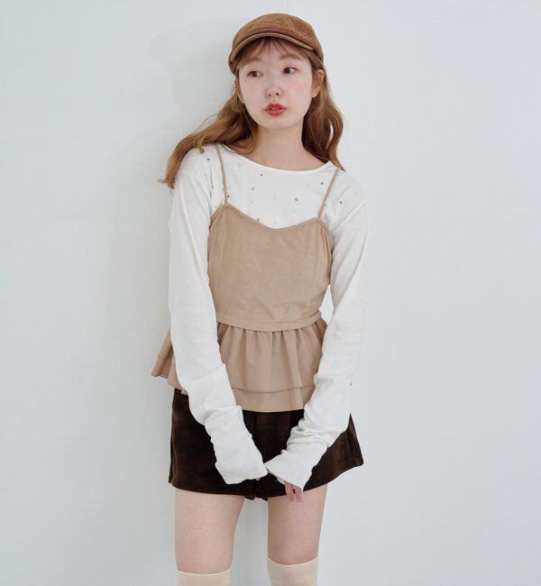  「スウェードペプラムビスチェ」|キャミソール|